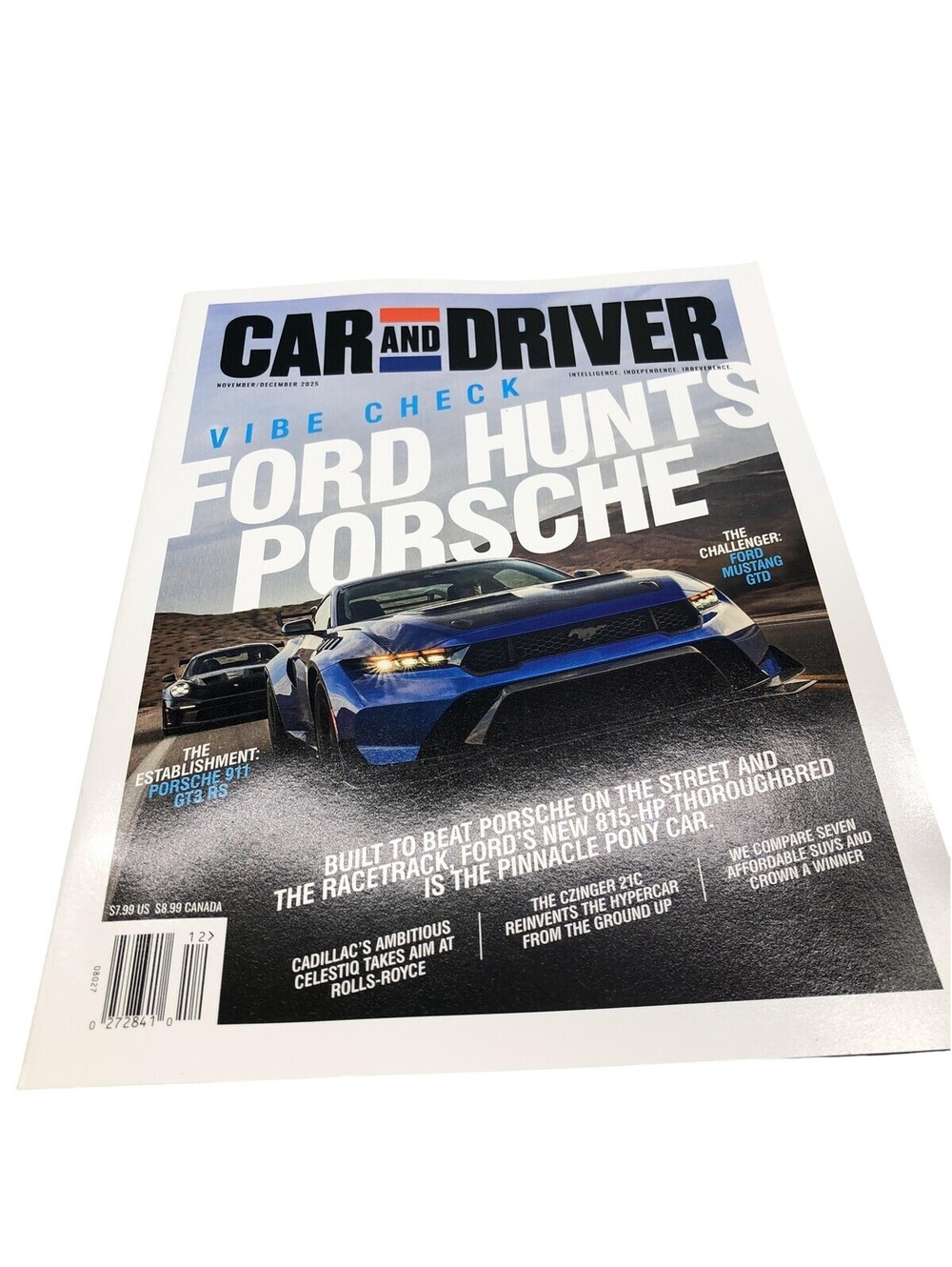 Car And Driver Ford Hunts Porsche Nov Dec 2025 Blue Illustrated Magazine Cars